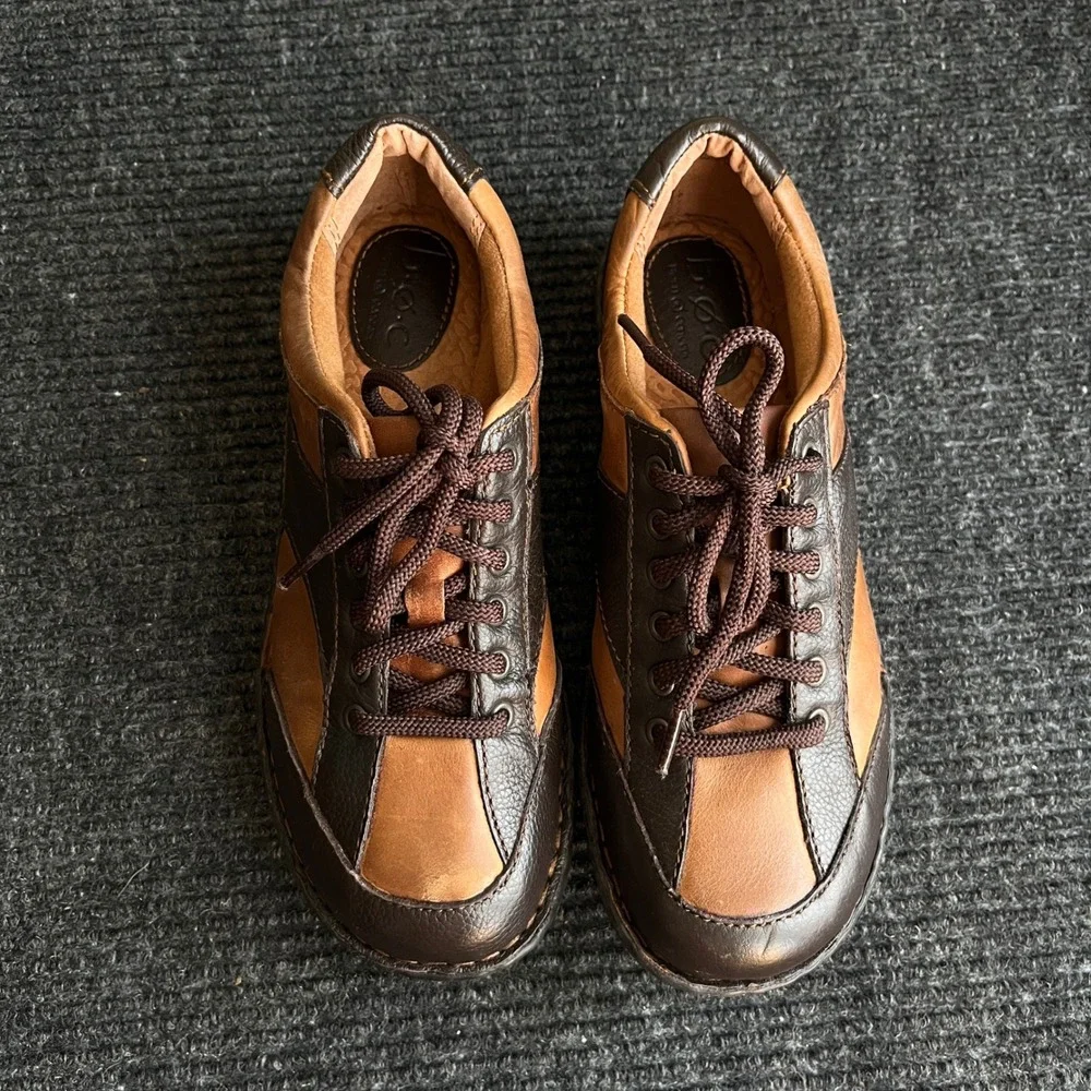 b.o.c. Born Concept womens 8 Brown Leather Two Tone Lace Up Oxford Shoes Casual